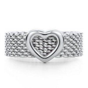 Authentic Tiffany & Co.® Somerset Heart Mesh Ring - Size 9.25